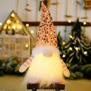 Faceless Festive Light-Up Gnome with Sequin Hat